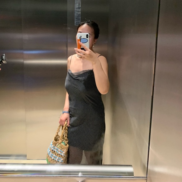 UO| Black and White dot Maxi Dress - Picture 4 of 7